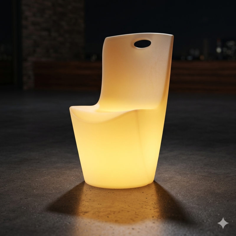 Location de Chaise basse lumineuse - luminosite 6 heures - H:83cm l:41cm