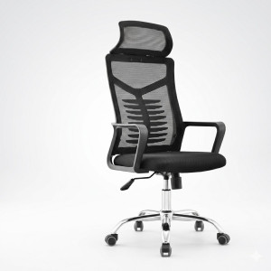 Chaise de bureau pivotante multifonctionnelle en maille avec appui-tête, réglable 999-1