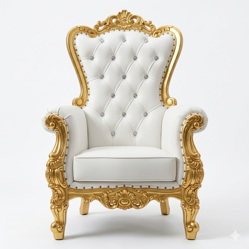 Location pour Trone Felicite Individuel - Dore et Blanc - h:145cm l:90cm