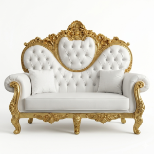 Trone Felicite - Dore et Blanc 2 personnes - h:155cm l:160cm