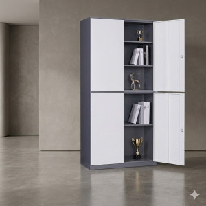 Armoire de rangement métallique à 4 portes battantes pour bureau