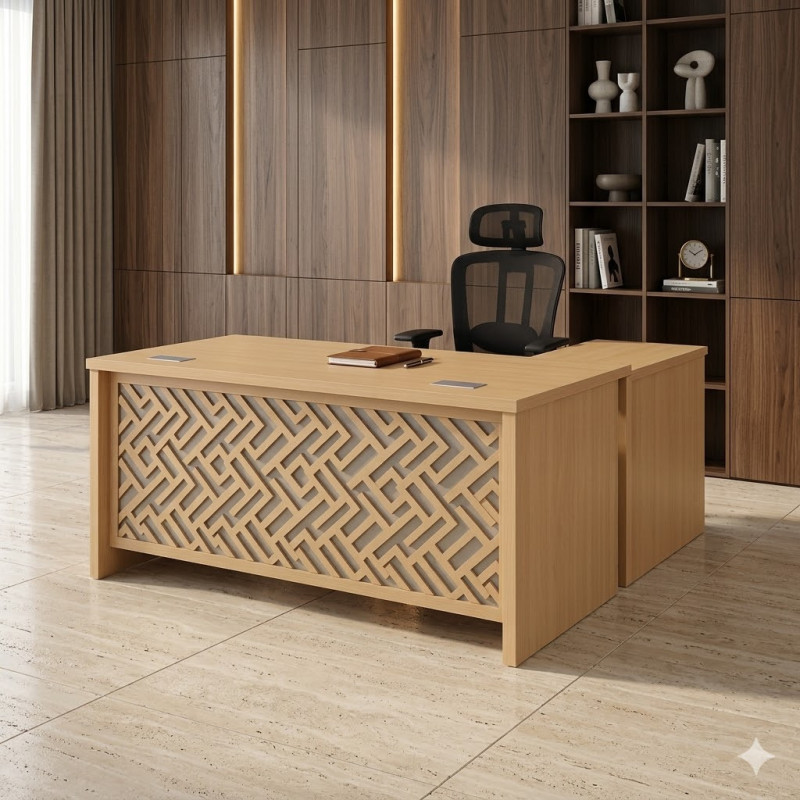 Bureau style agent design moderne et une finition en bois avec retour