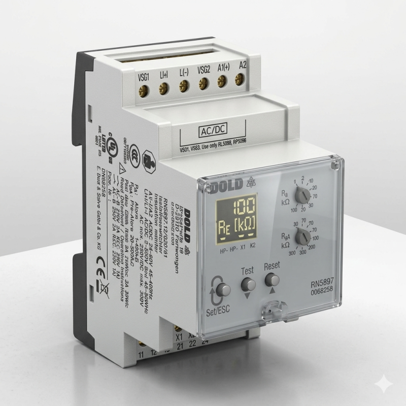 Contrôleur d'isolement 1RT Rail DIN, 2A, 5A, 100V c.a., 400 V c.a. 