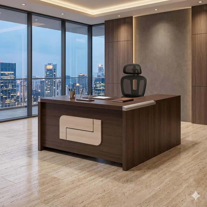 Bureau agent en bois avec une surface en mélaminé