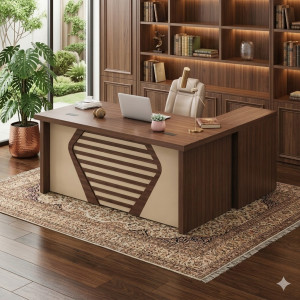 Bureau agent moderne avec retour & caisson de rangement