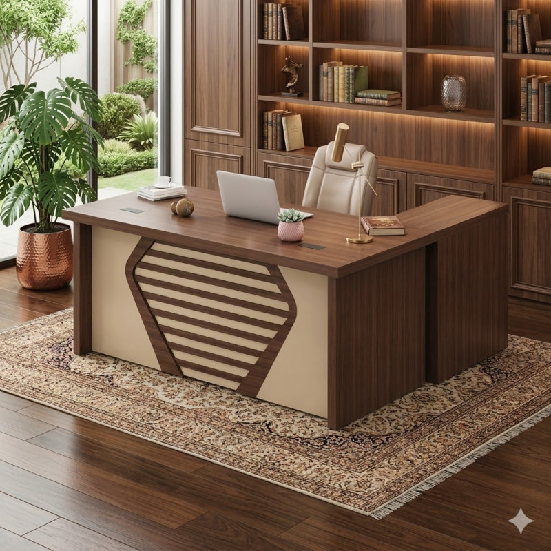 Bureau agent moderne avec retour & caisson de rangement