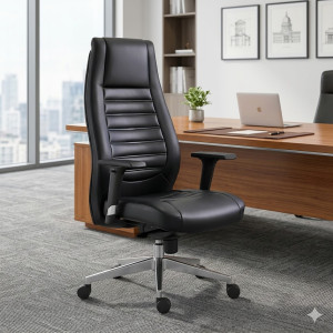 Fauteuil de direction de modèle Bradley - Simili cuir noir - EBENEFBS001