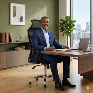 Chaise de bureau pivotante multifonctionnelle en maille avec appui-tête, réglable 999-1