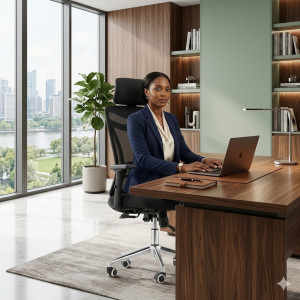 Fauteuil de Bureau Ergonomique à Dossier Haut en Maille Respirante