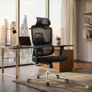 Chaise de Bureau Ergonomique Mesh Noir Premium