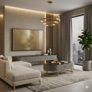 Ensemble Luxe Moderne: Stand TV et Table Basse en Marbre
