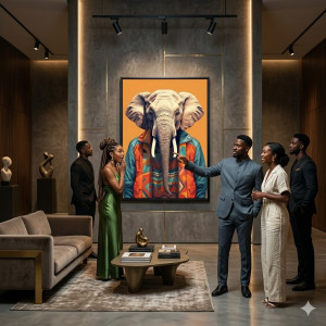 Tableau Mural Décoratif Éléphant Élégant - Art Contemporain 60x80 cm
