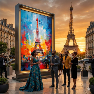Tableau Mural Tour Eiffel – Peinture Moderne Colorée 60 x 80 cm