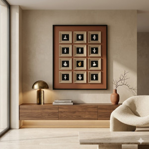 Galerie Murale Modulable 12 Cadres - Noir et Blanc 80x120 cm