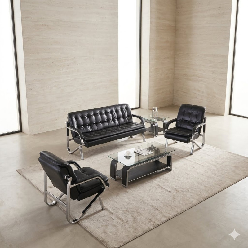 Salon moderne noir avec structure en métal - 214B