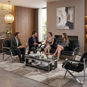 Salon moderne noir avec structure en métal - 214B