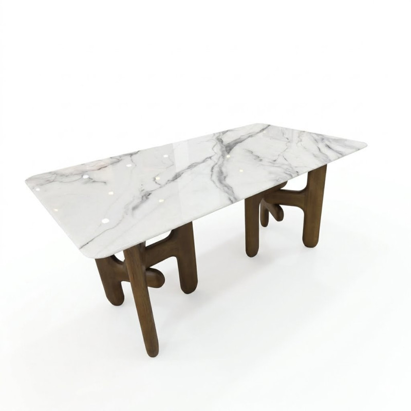 Table à manger - en marbre blanc veiné - T - 85/2517