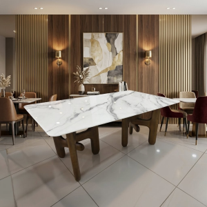 Table à manger - en marbre blanc veiné - T - 85/2517