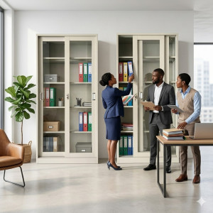 Armoire de Bureau – Casier de Rangement Moderne Semi-Vitré