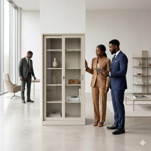 Armoire de Bureau – Casier de Rangement Moderne Semi-Vitré