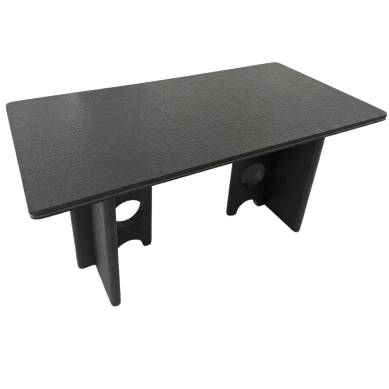 Table à manger noire avec des pieds géométriques - C-868 - 1600*800*75