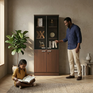Armoire de Bureau Semi-Vitrée 2 Portes - 80x40x200