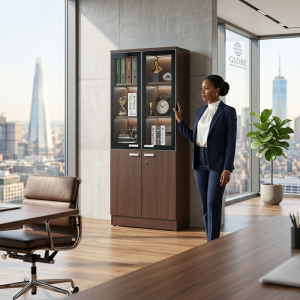 Armoire de Bureau Semi-Vitrée 2 Portes - 80x40x200