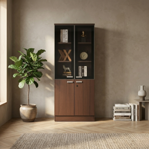 Armoire de Bureau Semi-Vitrée 2 Portes - 80x40x200