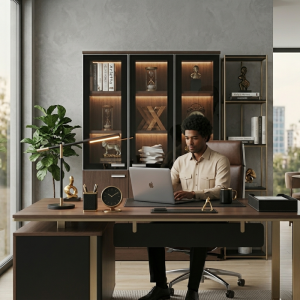 Bibliothèque de rangement / Meuble de bureau hybride - 120X40X200