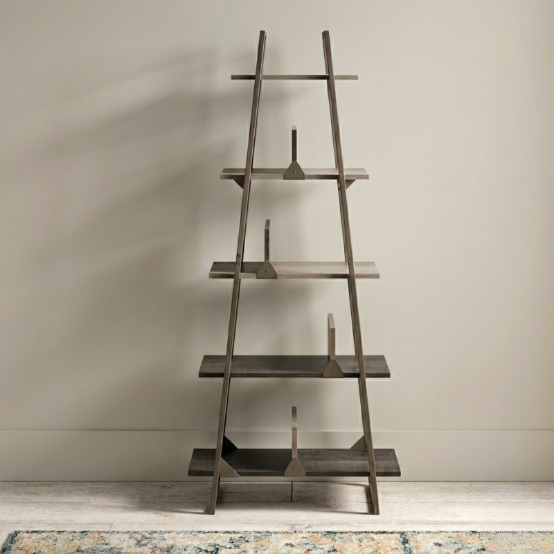 Étagère de Rangement Style Échelle en Bois et Métal 5 niveaux
