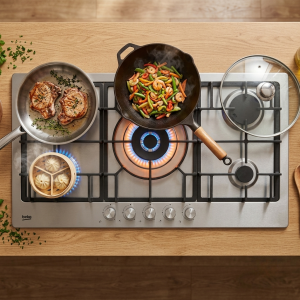 Table de cuisson à gaz encastrable de 90 cm - BEKO_HIMW95226SXEL