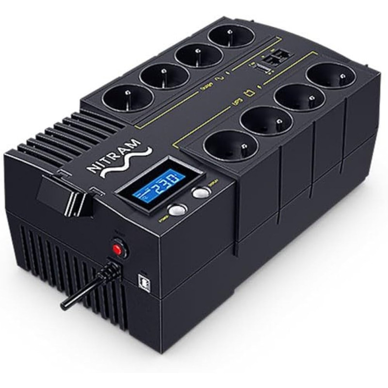 Onduleur Line-Interactif 1.2KVA Monophasé Nitram - PB1200LCD