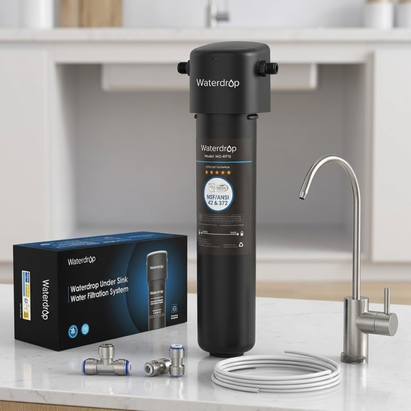Système de Filtre à Eau Sous Évier avec Robinet Dédié, 60K Litres de Filtration d'Eau de Grande Capacité