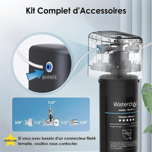 Système de Filtre à Eau Sous Évier avec Robinet Dédié, 60K Litres de Filtration d'Eau de Grande Capacité