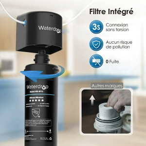 Système de Filtre à Eau Sous Évier avec Robinet Dédié, 60K Litres de Filtration d'Eau de Grande Capacité