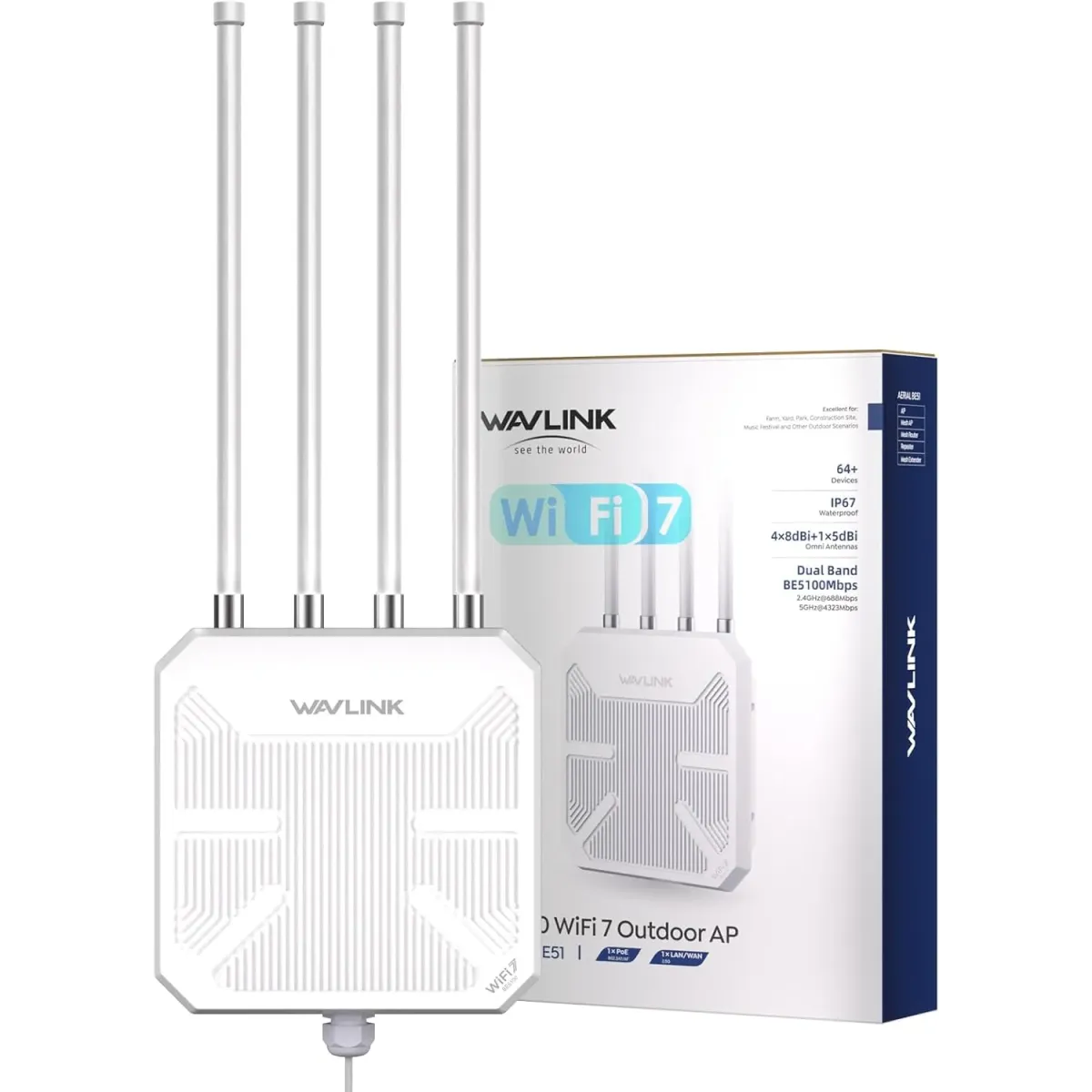 Routeur WiFi 7 extérieur BE5100: étanche IP67, PoE, longue portée et haute protection pour pro/rural WAVLINK