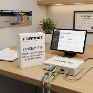 FortiGate-61F – Abonnement FortiSASE incluant la gestion cloud et la licence de bande passante