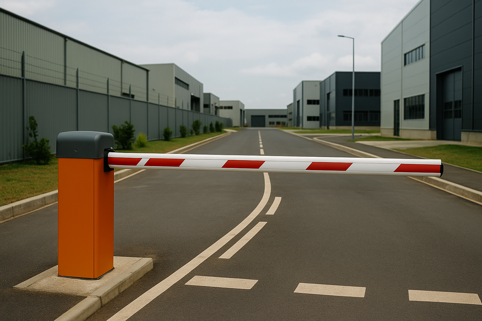 Barrière levante automatique à l’entrée d’un site industriel en Côte d’Ivoire