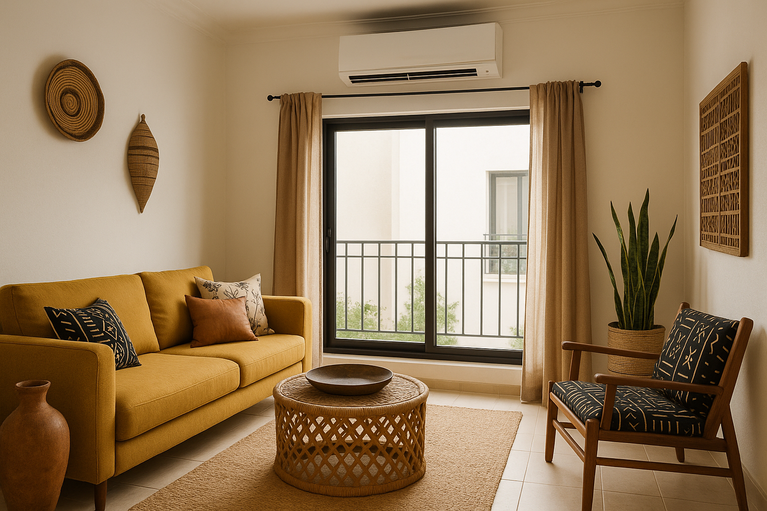 Climatiseur split mural Inverter installé dans un salon moderne